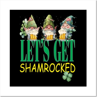 Lets Get Shamrocked Leprechauns Funny Clovers St Patrick's Day Posters and Art